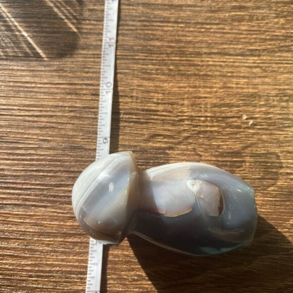 Orca agate mushroom carving crystal druzy white grey banded banding black - Picture 3 of 12